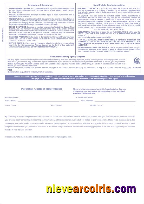 USA The American Express bank mortgage statement, 3 pages 3